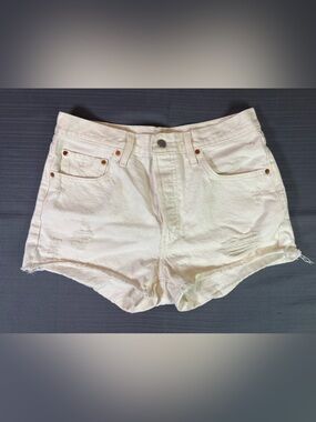 Levi’s Premium Distressed Denim Shorts Women’s W31 White Cutoff High Rise